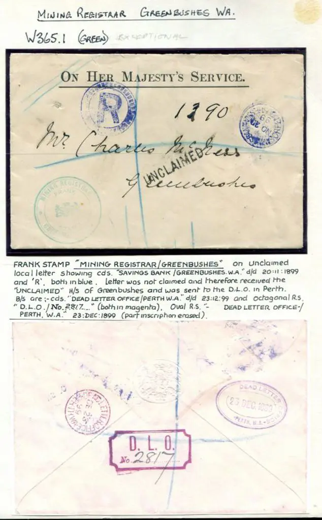 Mining Registrar Greenbushes W 365.1 in green ink ... Image 1++