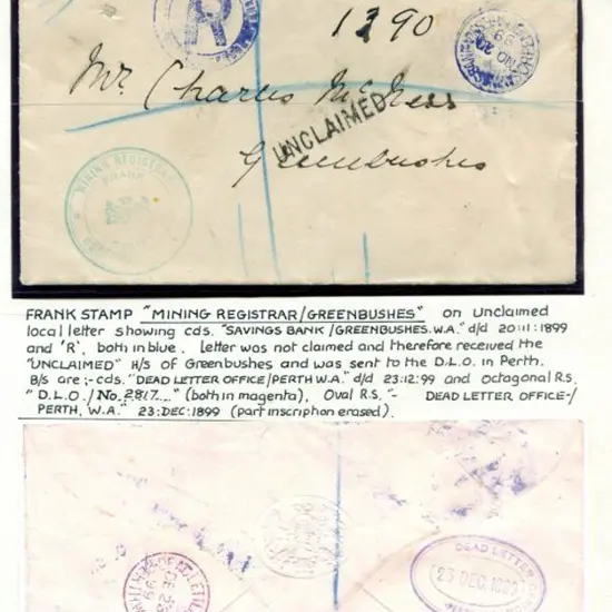 Mining Registrar Greenbushes W 365.1 in green ink ...
