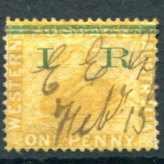 1881 1d yellow-ochre with 2 bar "IR" ovpt, CR/CC ...