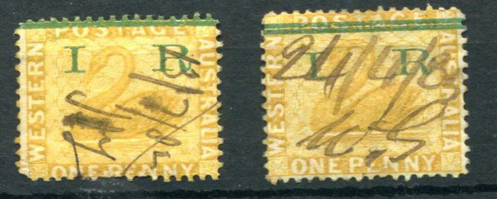 1881 1d yellow-ochre with 2 bar "IR" ovpts, CR/CA ... Image 1++