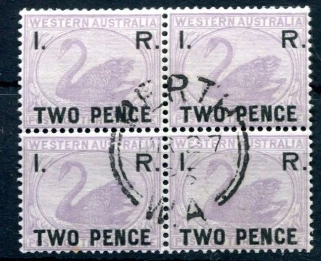 1881 "I.R. Two Pence" fine postally used block of ... Image 1++