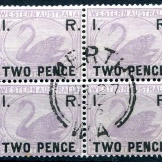 1881 "I.R. Two Pence" fine postally used block of ...