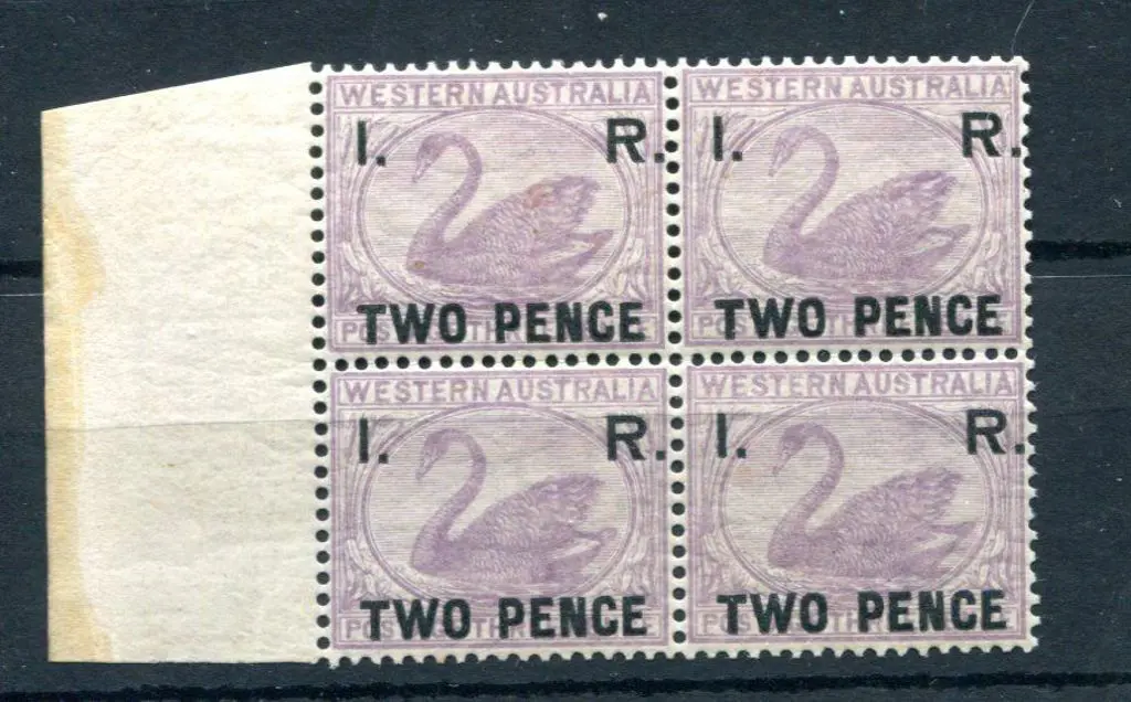 1881 "I.R. Two Pence" left selvedge block of 4 ... Image 1++