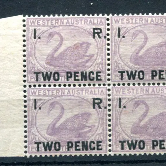 1881 "I.R. Two Pence" left selvedge block of 4 ...