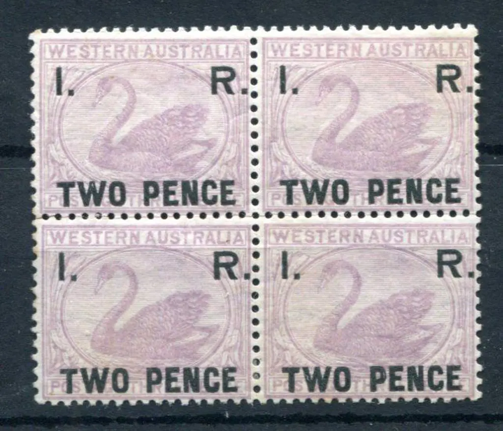 1881 "I.R. Two Pence" MLH block of 4. Elsmore R4 ... Image 1++