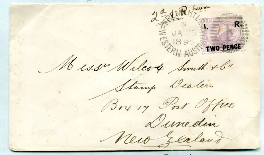 1895 (23rd Jan) "I.R. Two Pence" ovpt on Mayhew & ... Image 1++