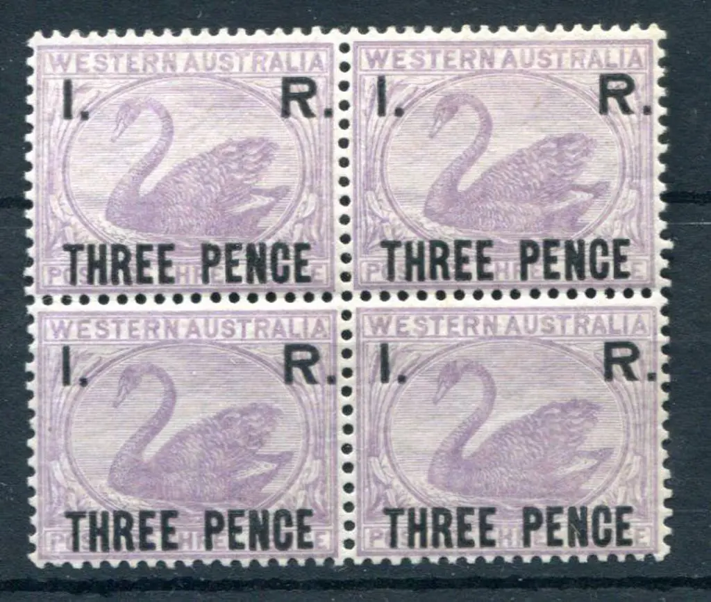 1881 "I.R. Three Pence" MVLH block of 4 with ... Image 1++