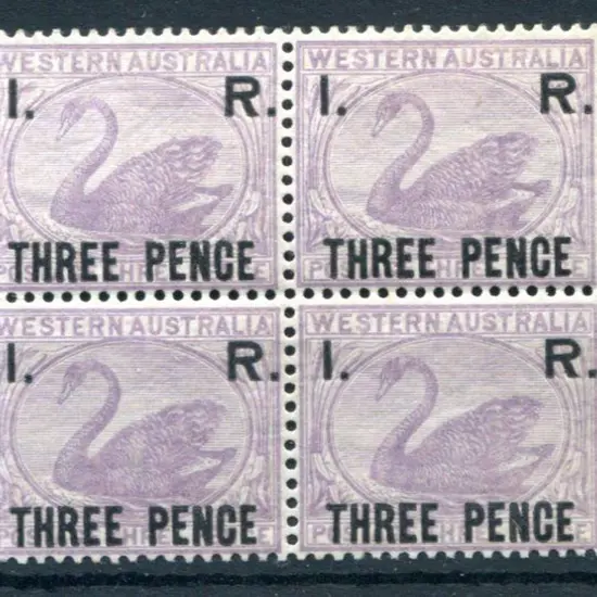 1881 "I.R. Three Pence" MVLH block of 4 with ...