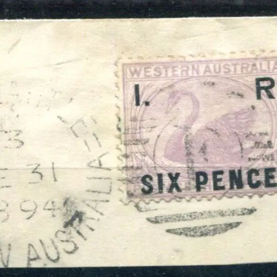 1881 "I.R. Six Pence" postally used on piece with ...