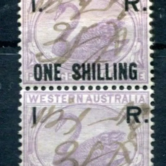 1881 "I.R. One Shilling" ovpt with variety on ...