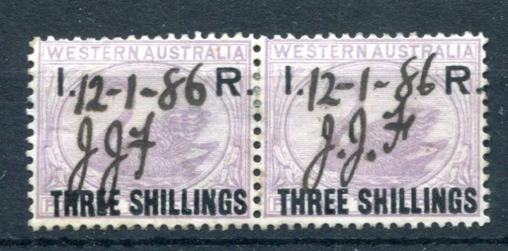 1881 "I.R. Three Shillings" F/U horizontal pair, ... Image 1++