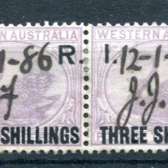 1881 "I.R. Three Shillings" F/U horizontal pair, ...