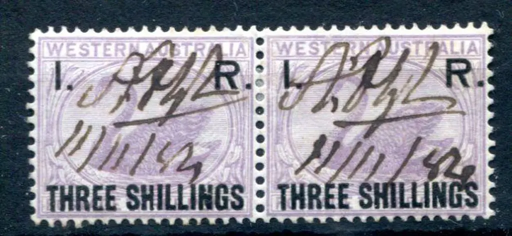 1881 "I.R. Three Shillings" F/U horiz pair with ... Image 1++