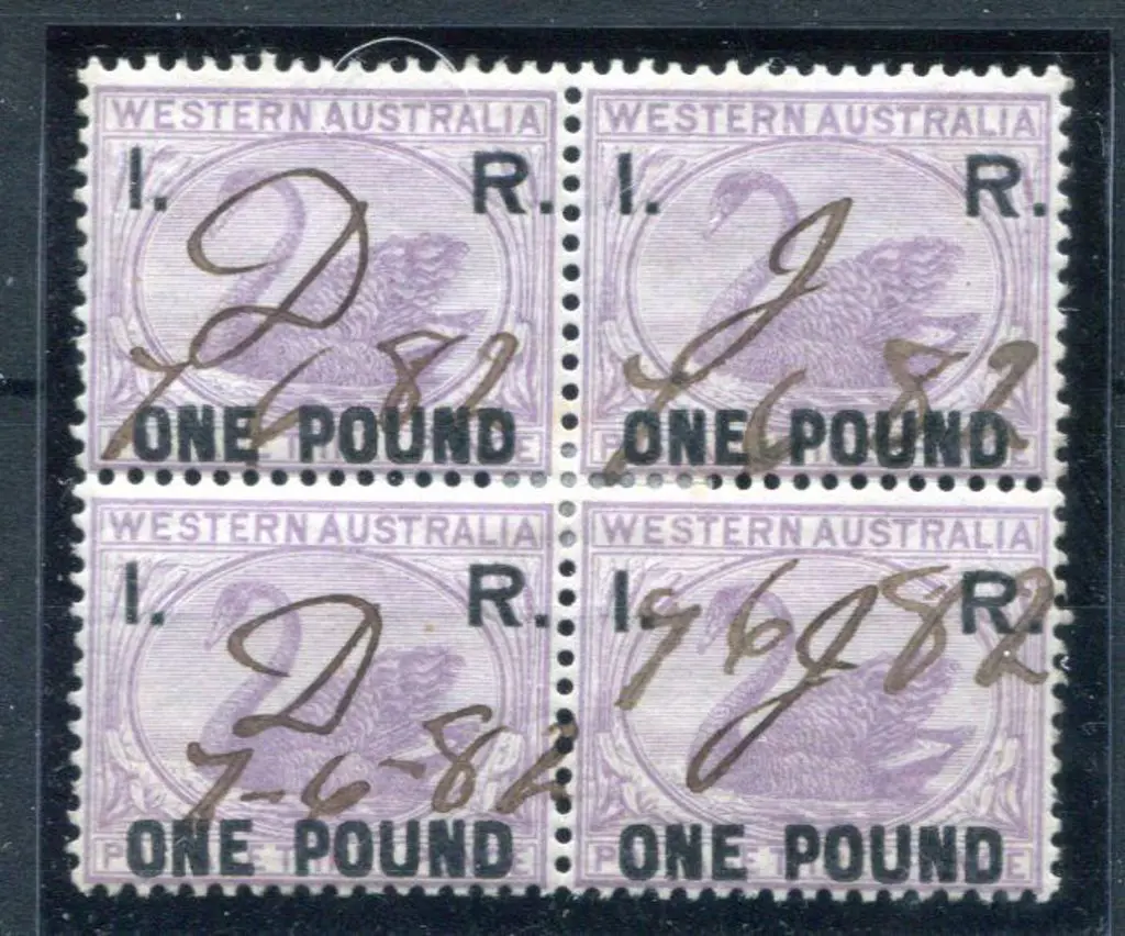 1881 "I.R. One Pound" F/U block of 4. Dzelme R13, ... Image 1++