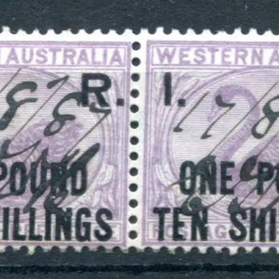 1881 "I.R. One Pound Ten Shillings" F/U horiz pair ...