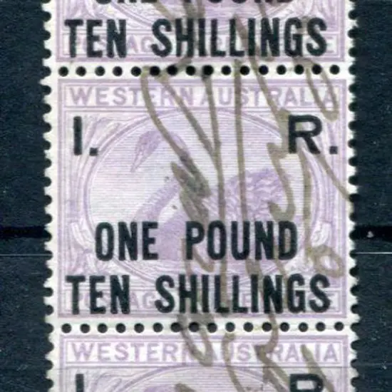 1881 "I.R. One Pound Ten Shillings" F/U vertical ...