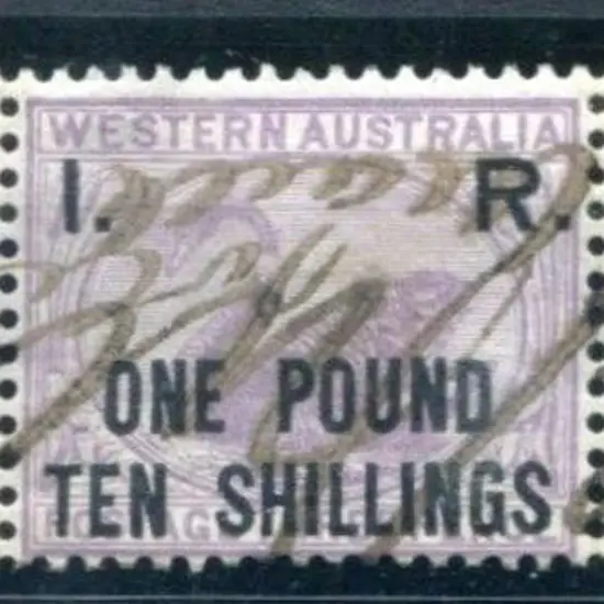 1881 "I.R. One Pound Ten Shillings" horiz strip of ...
