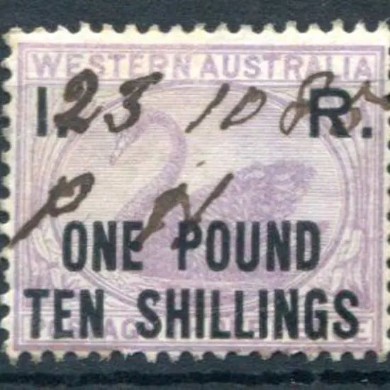 1881 "I.R. One Pound Ten Shillings" with "serifed ...