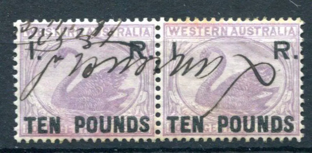 1881 "I.R. Ten Pounds" horiz pair, right stamp ... Image 1++