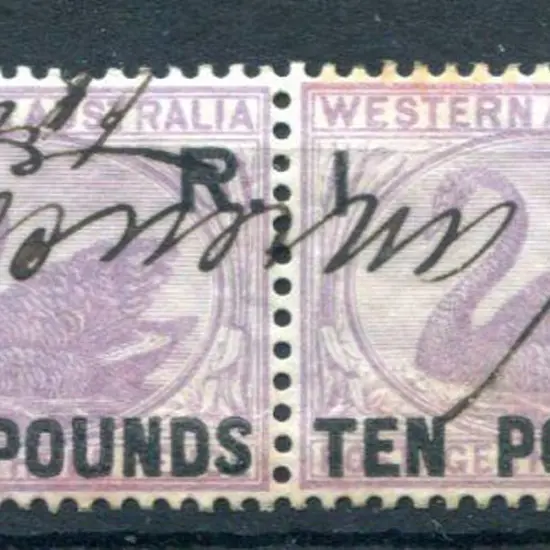 1881 "I.R. Ten Pounds" horiz pair, right stamp ...