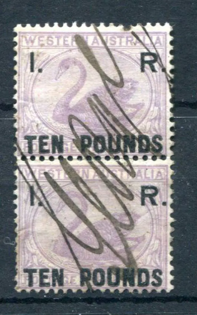 1881 "I.R. Ten Pounds" vertical pair, lower unit ... Image 1++