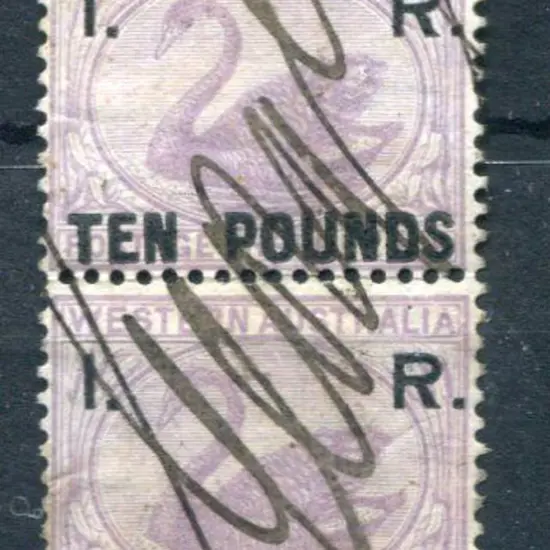 1881 "I.R. Ten Pounds" vertical pair, lower unit ...