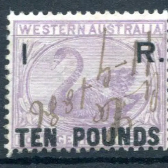 1881 "I.R. Ten Pounds" with "missing spot after I ...