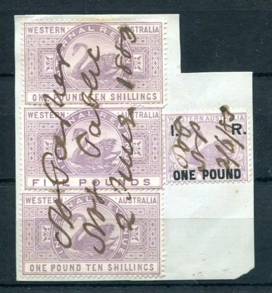 1883 (2nd June) piece with "I.R. One Pound" (R13) ... Image 1++