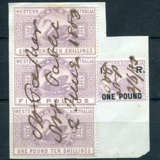 1883 (2nd June) piece with "I.R. One Pound" (R13) ...