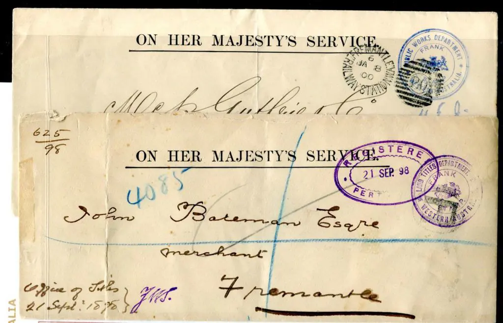 1898 & 1900 OHMS covers Perth to Fremantle, the ... Image 1++