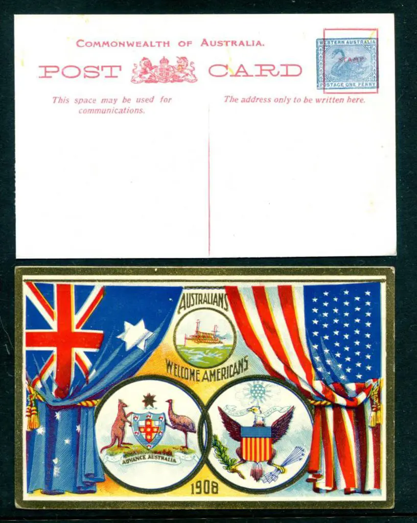 1908 1d blue American Fleet Postcard (PC 16). Fine ... Image 1++