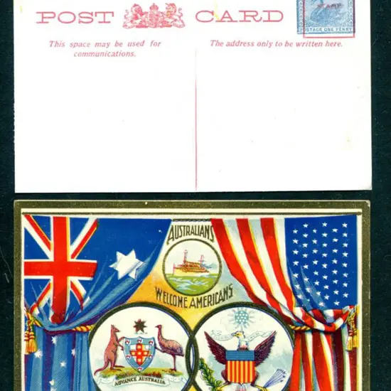 1908 1d blue American Fleet Postcard (PC 16). Fine ...