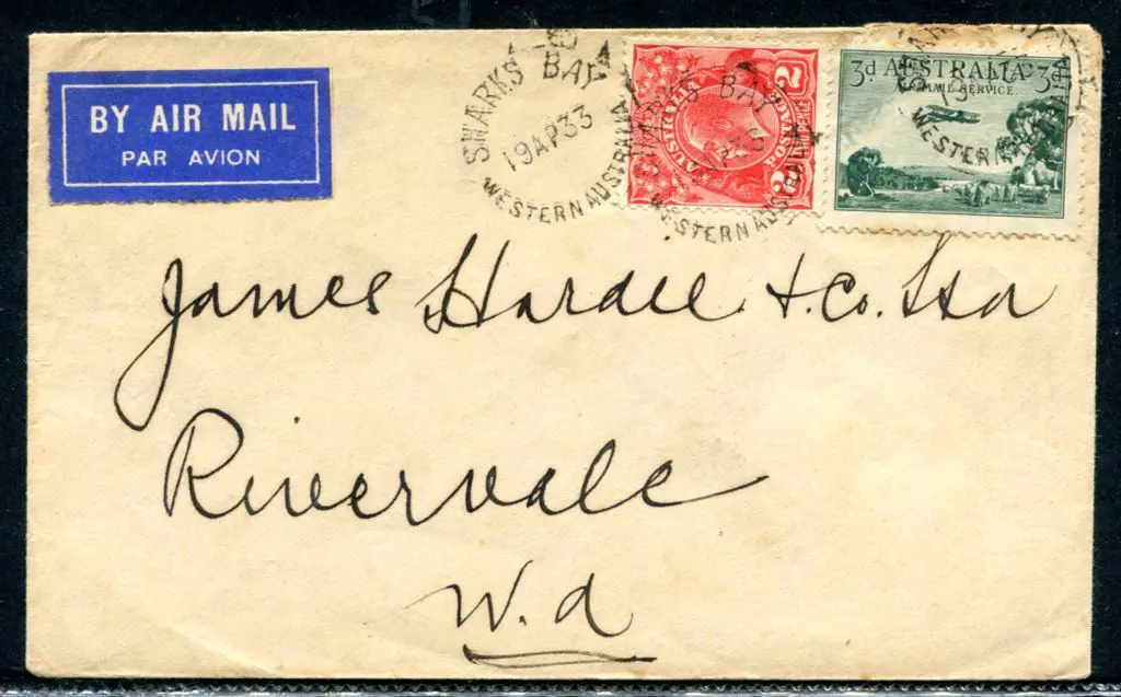 1933 (19th April) Shark's Bay A25-b used to tie 2d ... Image 1++