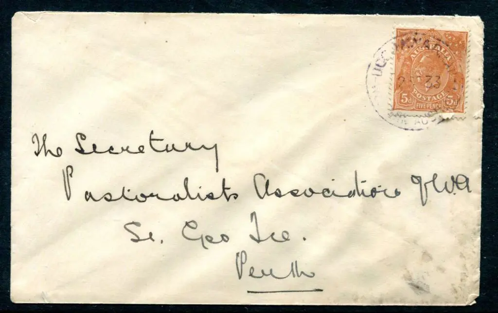 1933 (2nd Sep) Cover to Perth with 5d chestnut KGV ... Image 1++