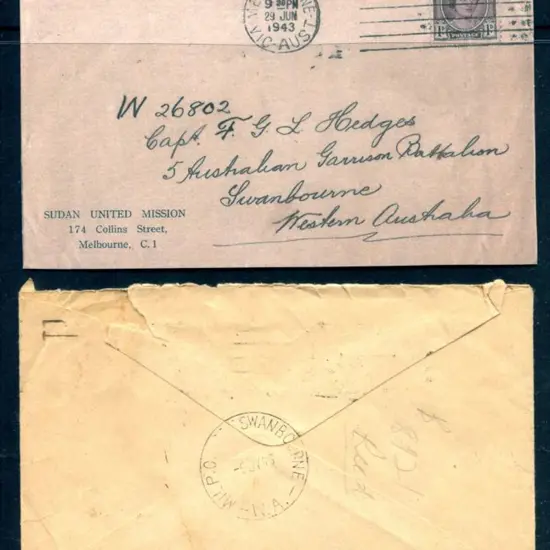 1943 (5th July) "MIL P.O. ______SWANBOURNE W.A. 5 ...