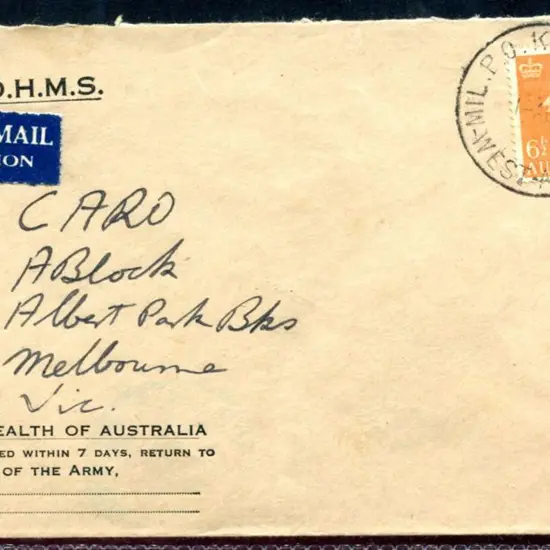 1955 (1st Aug) OHMS Dept of the Army Airmail cover ...