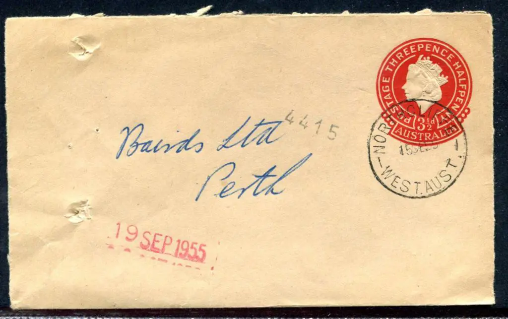 1955 (15th Sep) 3½ QEII embossed env from ... Image 1++