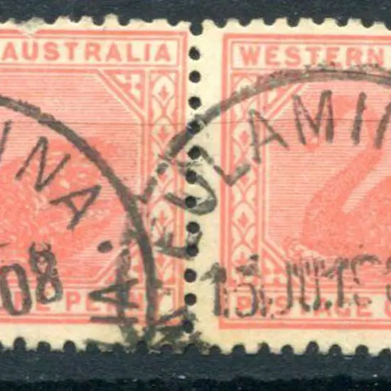 Eulaminna A28 Two part strikes on 1d rose-red ...