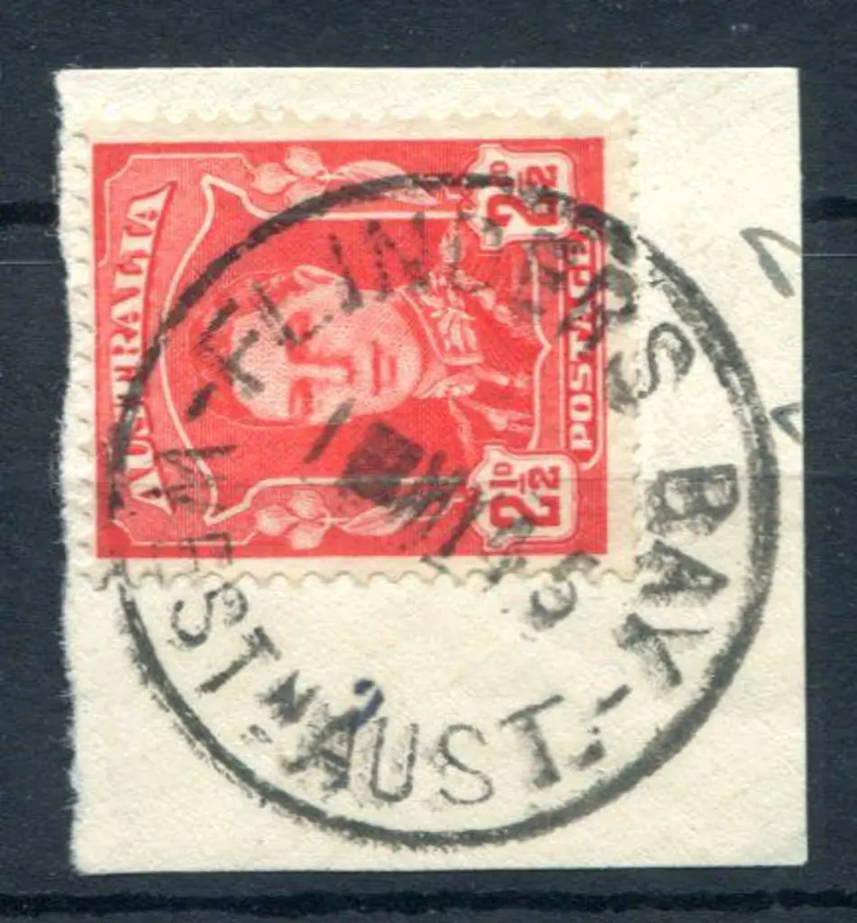 Flinders Bay D29 Complete strike tying 2½d red KGV ... Image 1++