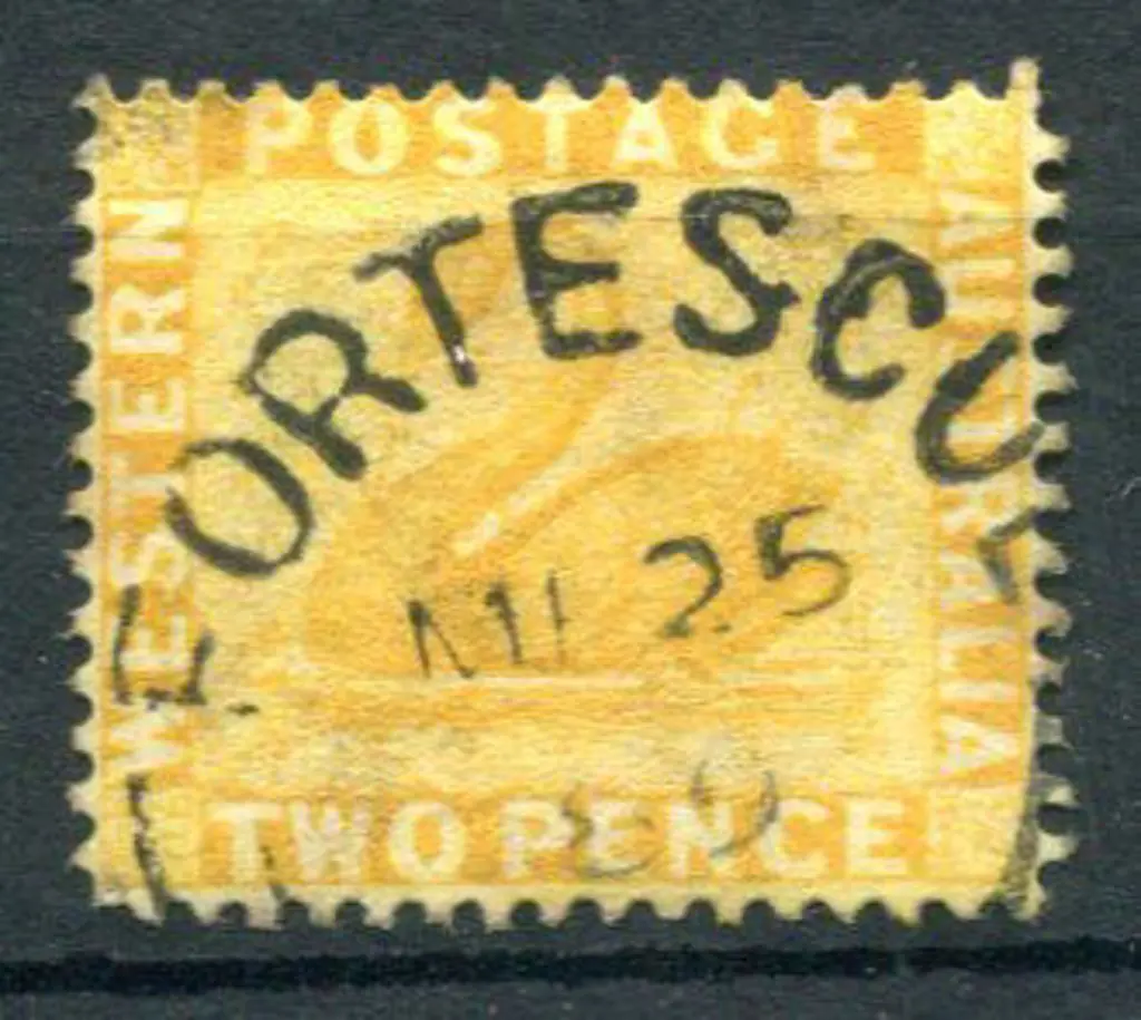 Fortescue 2a on 2d yellow-ochre swan dated MR 25 ... Image 1++