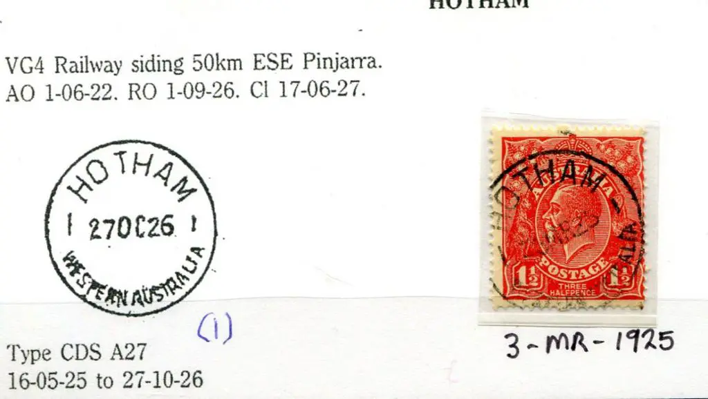 Hotham A27 on 90% strike on 1½d red KGV dated 23 ... Image 1++