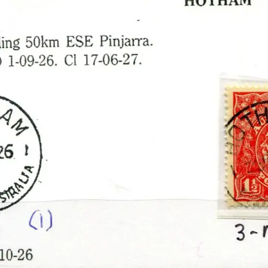 Hotham A27 on 90% strike on 1½d red KGV dated 23 ...