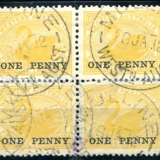 Mulline B29 "ONE PENNY" surcharge on 2d yellow ...