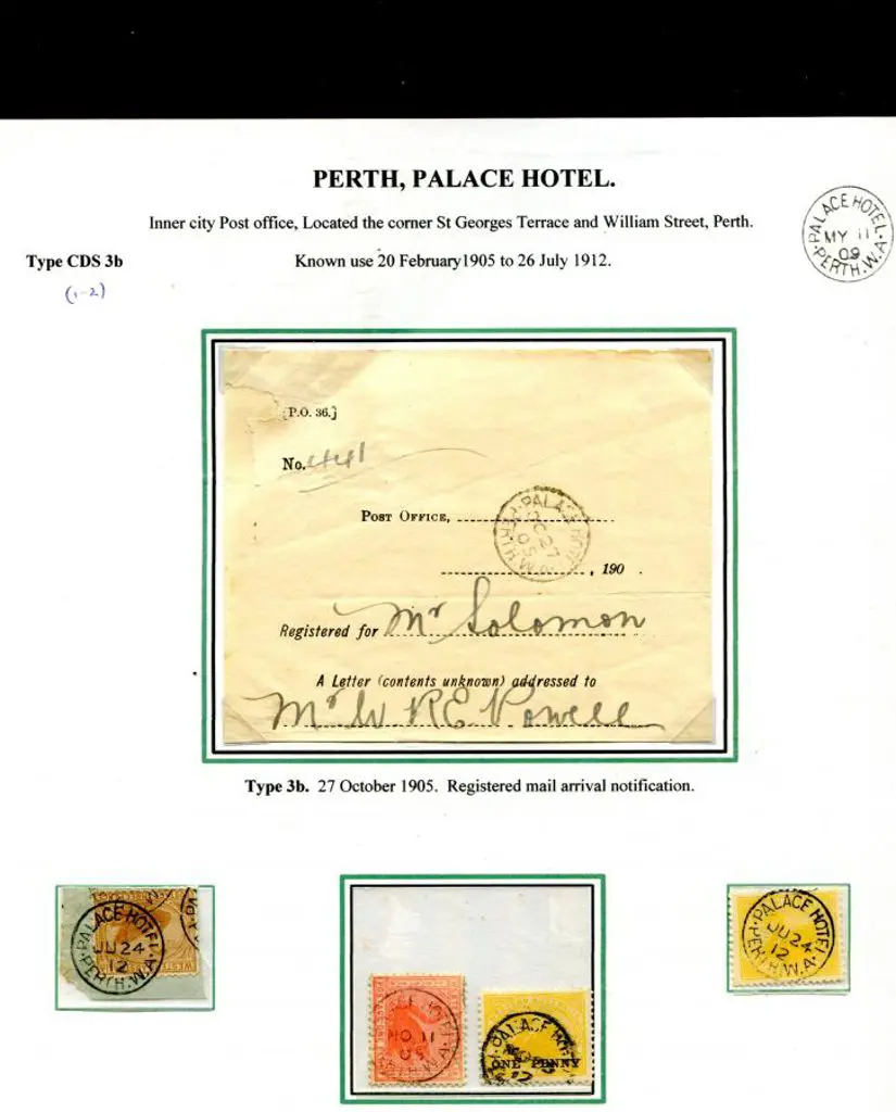 Palace Hotel Perth 3b x 4 examples on 2d yellow & ... Image 1++