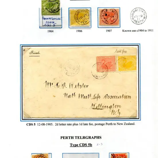 Perth Railway Station cds 5 & Telegraphs Perth cds ...