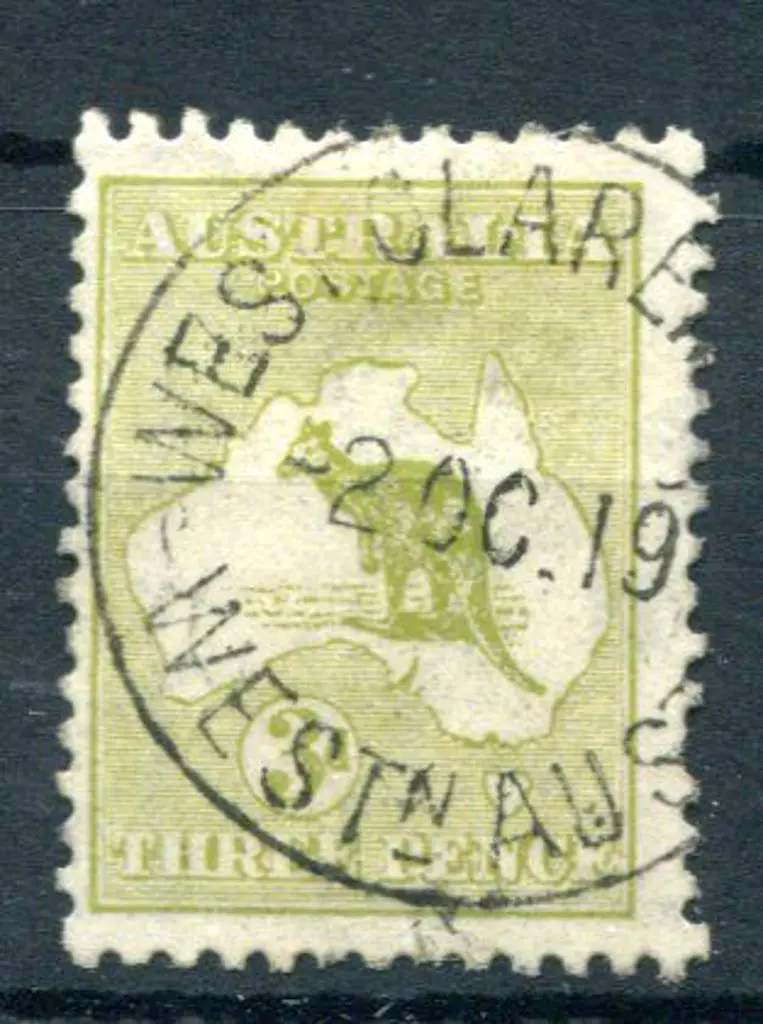 West Claremont B29 on 3d olive, 3rd wmk, kangaroo ... Image 1++
