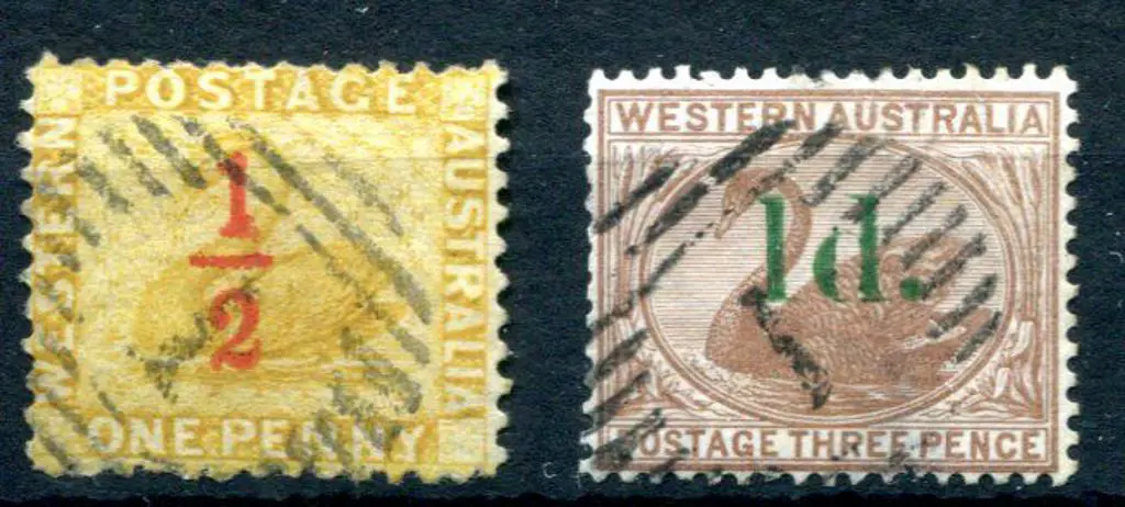 Number 1 (Perth) on ½d surcharge in red on 1d ... Image 1++