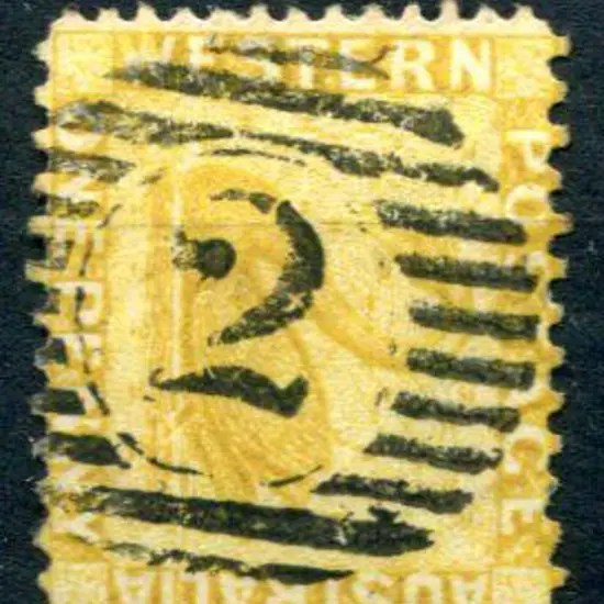 Number 2 (Perth) on 1883 1d yellow-ochre, perf. ...