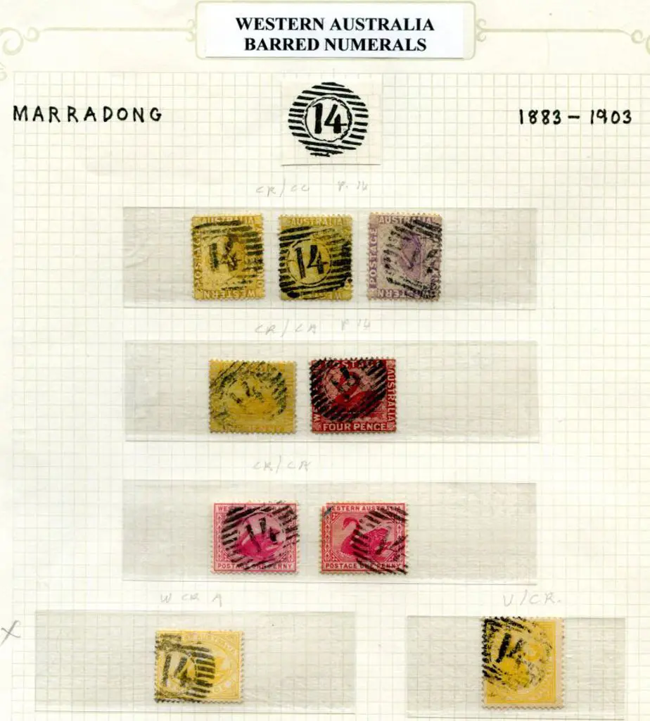 Number 14 (Marradong) on 1876-1903 x 9 stamps with ... Image 1++