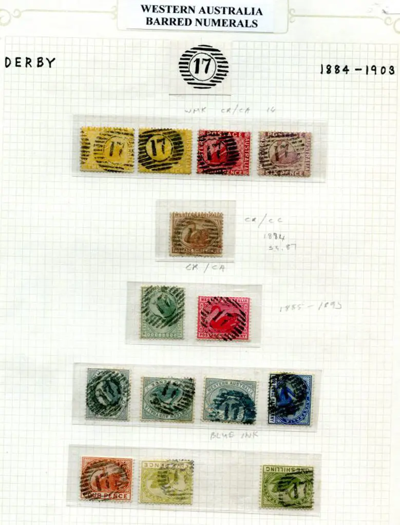 Number 17 (Derby) on 22 examples on ½d to 1/- ... Image 1++
